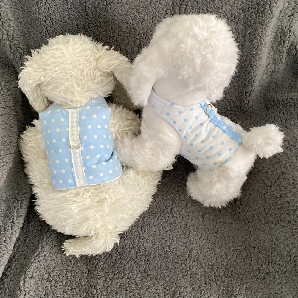 NEW- SMALL DOG HARNESS BABY BLUE REVERSIBLE - HANDMADE